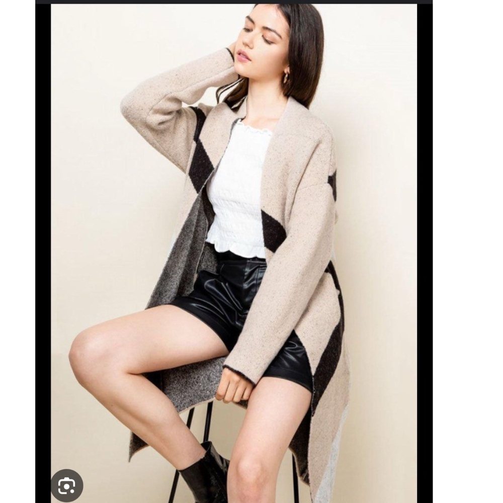 THML READY, SET, STRIPE OPEN FRONT CARDIGAN NWT S… - image 1